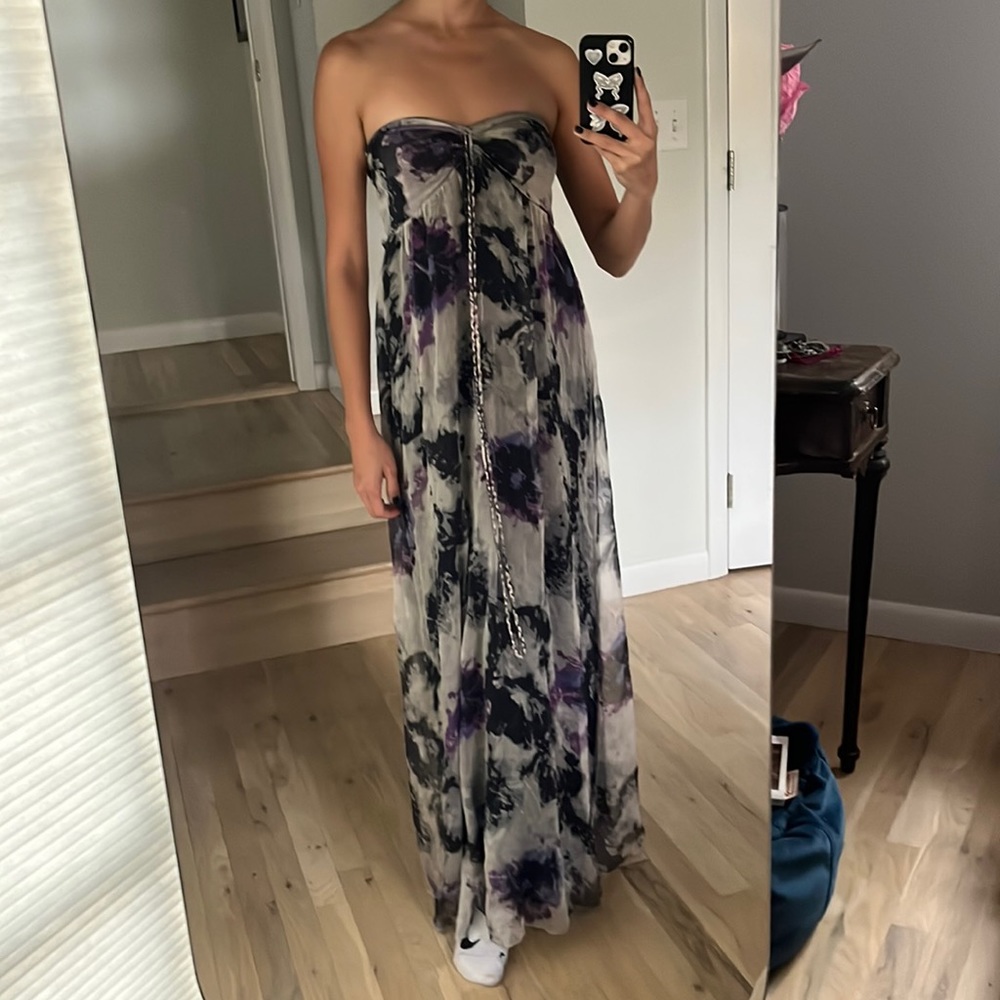 Seraphine Luxe long Kristen Silk Printed Luxe Maternity Maxi Dress